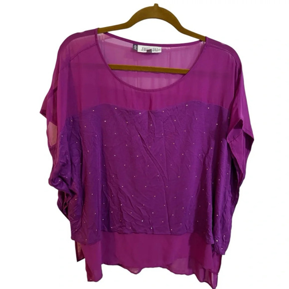 Jennifer Lopez Purple and Gold Embellished Blouse - Picture 1 of 6